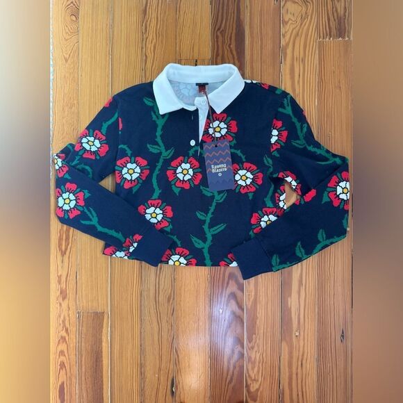 NWT Rowing Blazers + Target Cropped Floral Print Polo - Picture 1 of 7